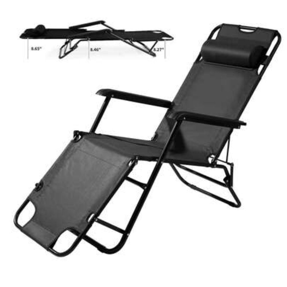 Folding Chair - Robuster tragbarer Campingstuhl mit Fußstütze, Liegestuhl