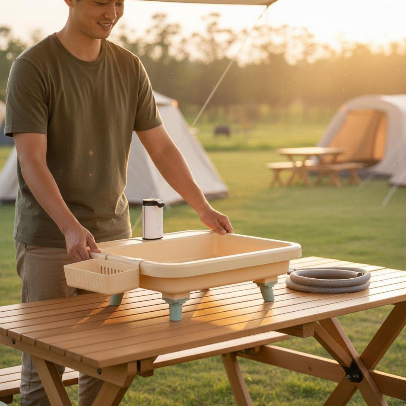 Outdoor In Camping - Tragbares Campingwaschbecken mit eingebautem Wasserhahn und