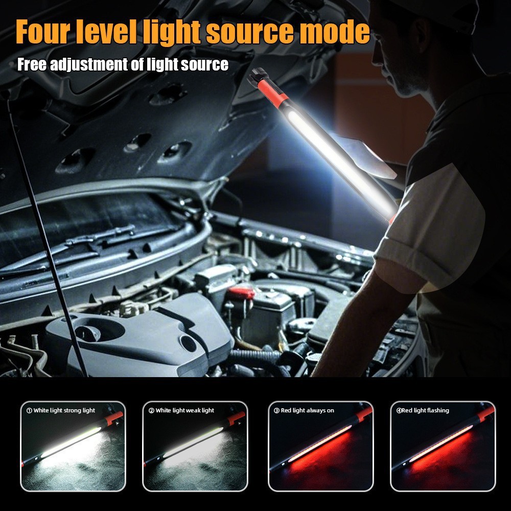 Outdoor Camping Jobs - Magnetische LED-Arbeitsleuchte, zweifarbige Inspektionslampe mit Haken,