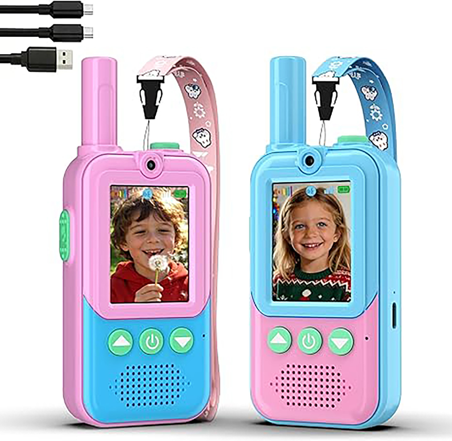 Outdoor Camping Videos - Wiederaufladbare Kinder-Video-Walkie-Talkies 2er-Pack, mit HD-Kamera und