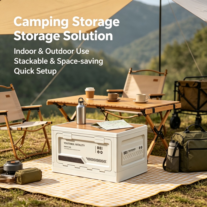 Outdoor Camping Storage Box - Outdoor-Aufbewahrungsbox Camping-Faltbox Camping-Organizer Kofferraumbox mit Holzdeckel