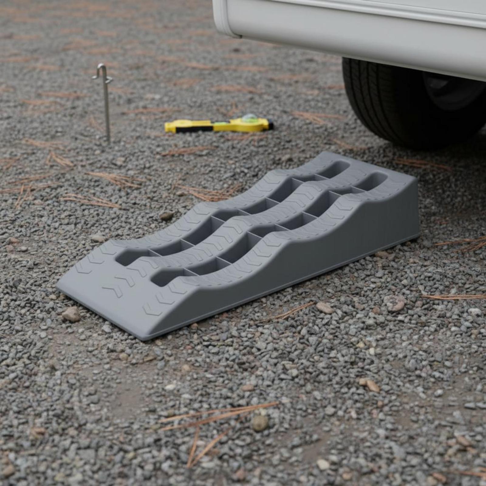 Outdoor In Camping - Fahrzeug-Nivellierblock Dreistufige Polypropylen-Rampe Radkeil Outdoor-Unterstützung für