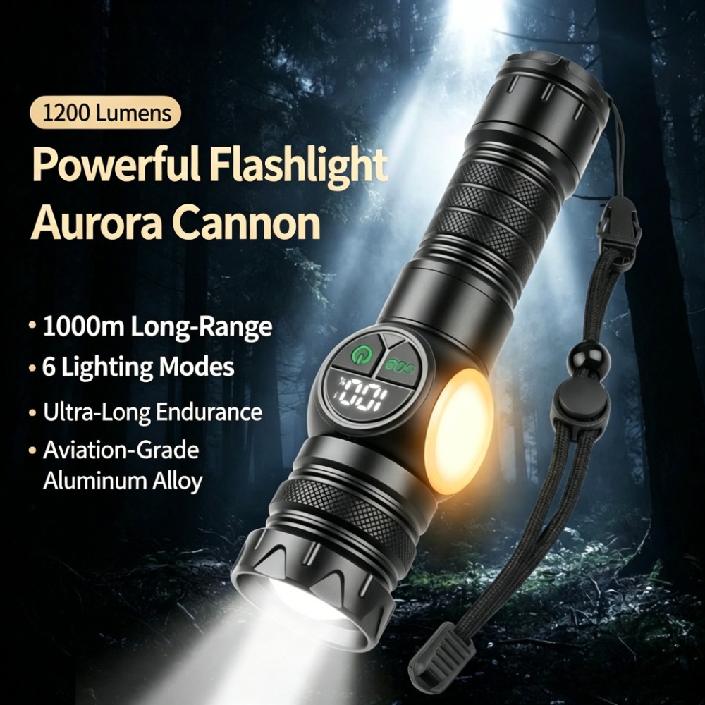 Outdoor Camping Lights - LED-Taschenlampe mit weißem Licht, Typ-C-Aufladung, Zoom,