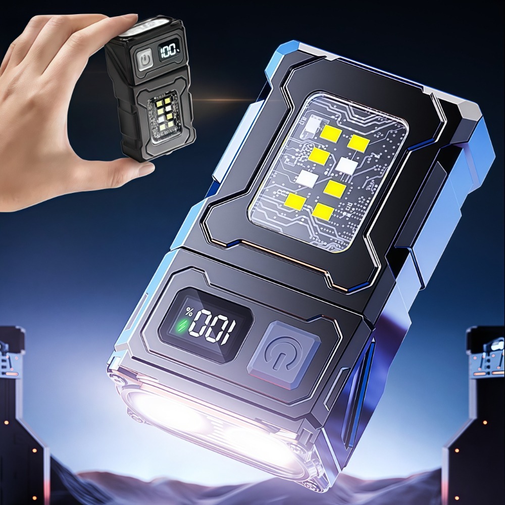 Outdoor Camping Lights - Wiederaufladbare Mini-LED-Taschenlampe mit Magnetclip, Arbeitsleuchte, Schlüsselanhänger-Licht,