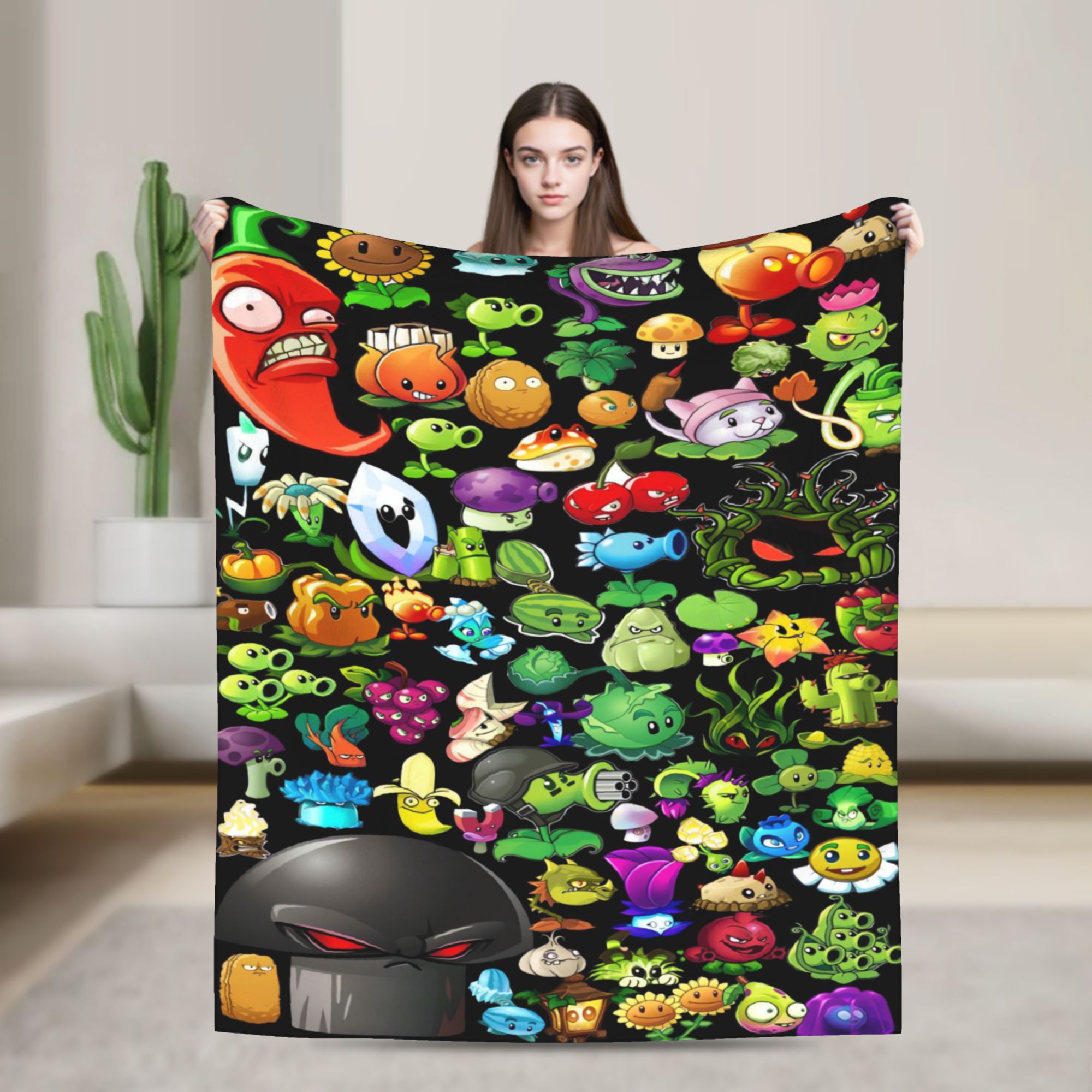 Outdoor Camping Videos - P-Plants-vs-Zombies Videospiele Superwarme Decke Camping-Plüschdecke Modische