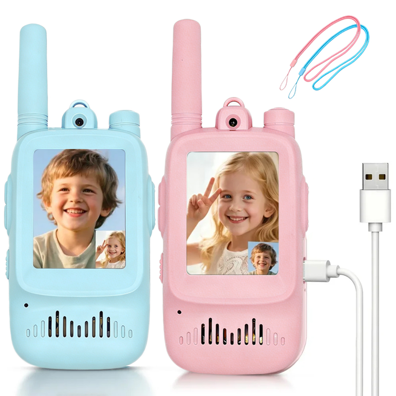 Outdoor Camping Videos - 2 Stück Kinder-Video-Walkie-Talkie, wiederaufladbar, für drinnen