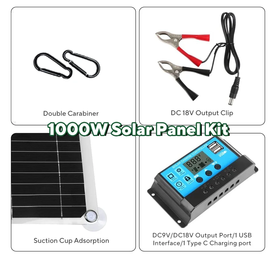 1000W Solarpanel-Set, 12V Sola – Outdoor Camping Van Bewertung und Preis